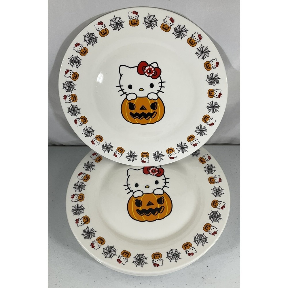 Sanrio Hello Kitty Pumpkin Boo Set Of 4 Dinner Plates